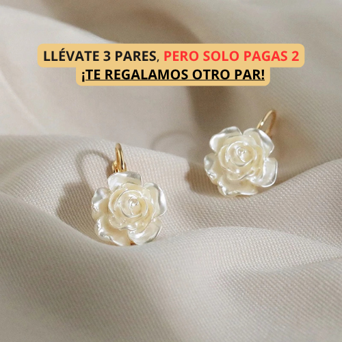 (3X2) Pendientes "RoseLuce" - Nácar y Oro 18k