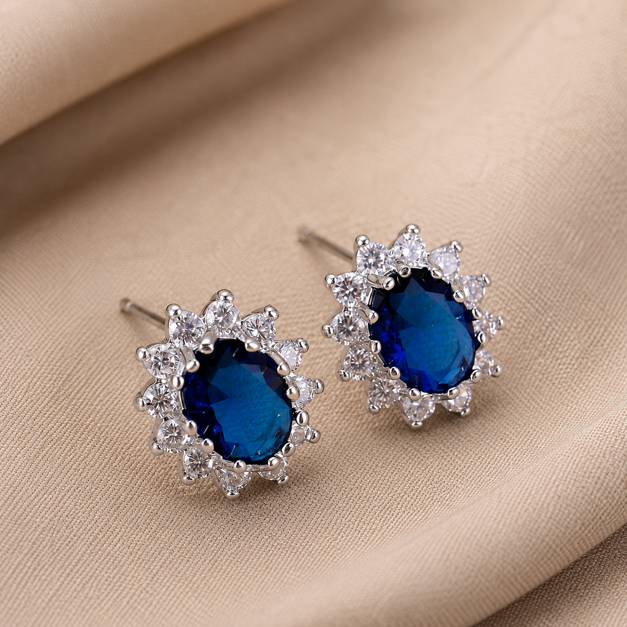Pendientes “Azul Real” – Cristales Brillantes