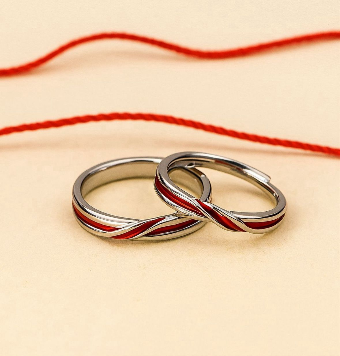 (2×1) Anillo "Vínculo Rojo" – Pack Pareja