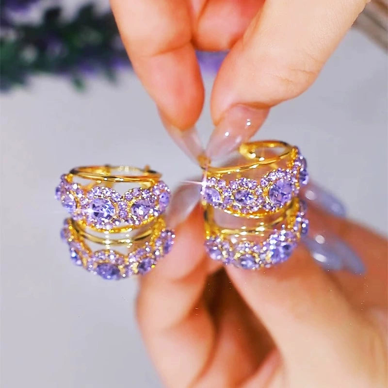 Pendientes AmatistaLuz – Cristal Violeta & Oro 18k