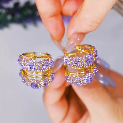 Pendientes AmatistaLuz – Cristal Violeta & Oro 18k