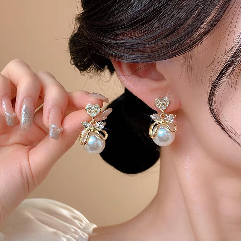 (2X1) Pendientes "Lazo de Perla" - Oro 18k