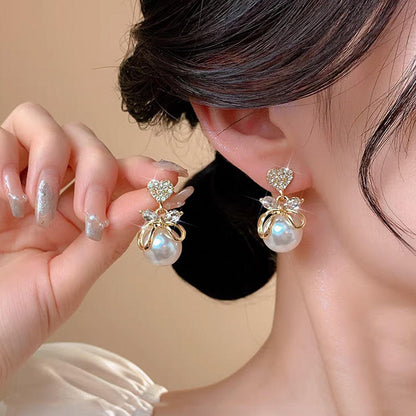 (2X1) Pendientes "Lazo de Perla" - Oro 18k