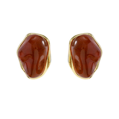 Pendientes "ÁmbarLuz" - Resina & Oro