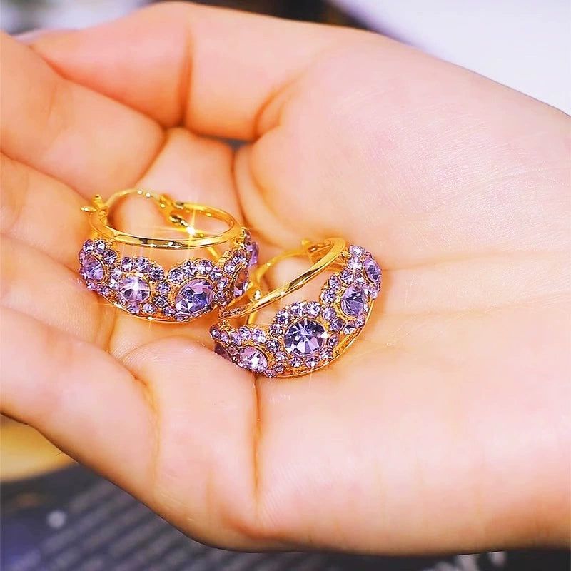 Pendientes AmatistaLuz – Cristal Violeta & Oro 18k