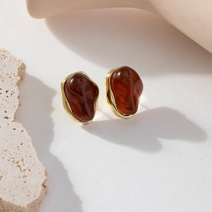 Pendientes "ÁmbarLuz" - Resina & Oro