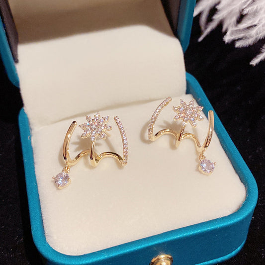 Pendientes “BrisaDor” – Oro 18K & Zirconia cúbica