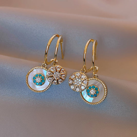 Pendientes "LuzCelia" – Nácar, Cristal & Oro 18k