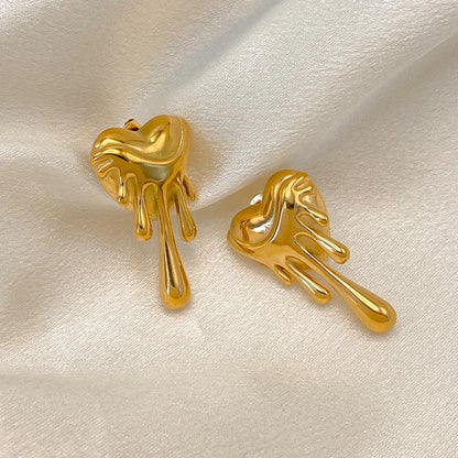 Pendientes Corazón Fundido – Baño de Oro 18k