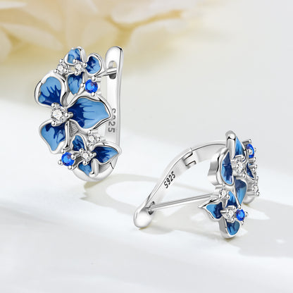 Pendientes “Flor de Zafiro” – Plata de Ley 925