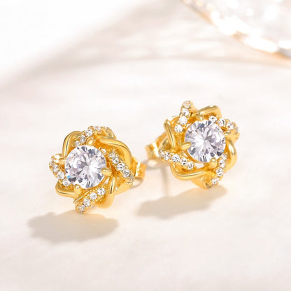 Pendientes Flor de Luz – Zirconia & Baño de Oro 18K