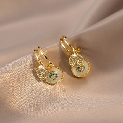 Pendientes "LuzCelia" – Nácar, Cristal & Oro 18k