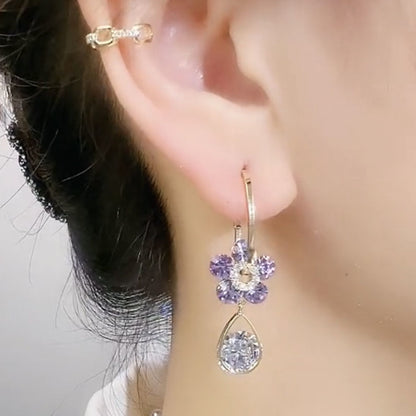 Pendientes VioletaLuz – Circonitas Púrpura & Baño de Oro 18k