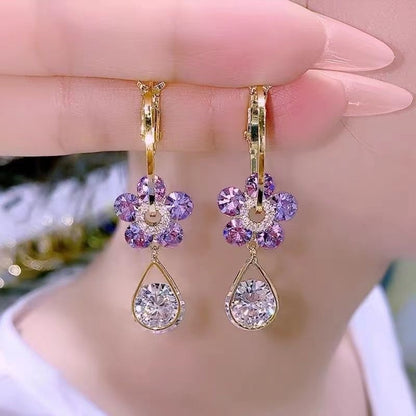 Pendientes VioletaLuz – Circonitas Púrpura & Baño de Oro 18k