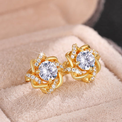 Pendientes Flor de Luz – Zirconia & Baño de Oro 18K
