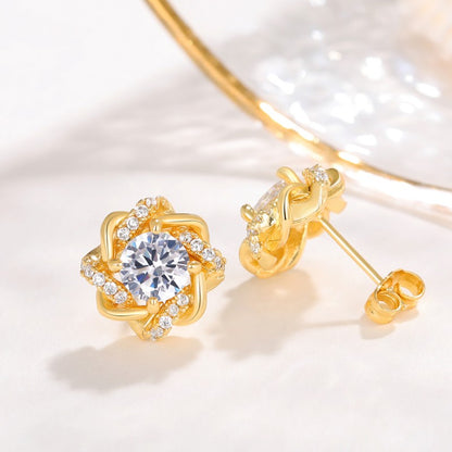 Pendientes Flor de Luz – Zirconia & Baño de Oro 18K