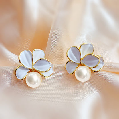 Pendientes "PerlaFlora" – Nácar & Oro 18K