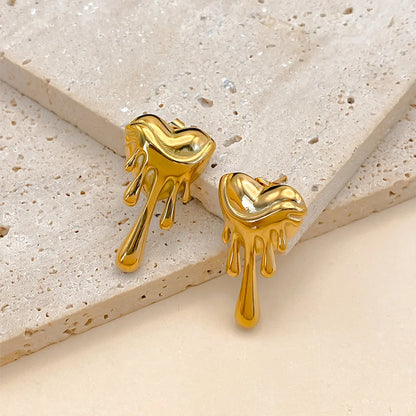 Pendientes Corazón Fundido – Baño de Oro 18k