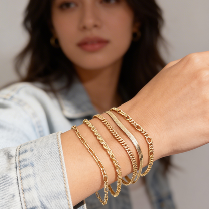 Set Aura Dorada – 5 Pulseras Doradas