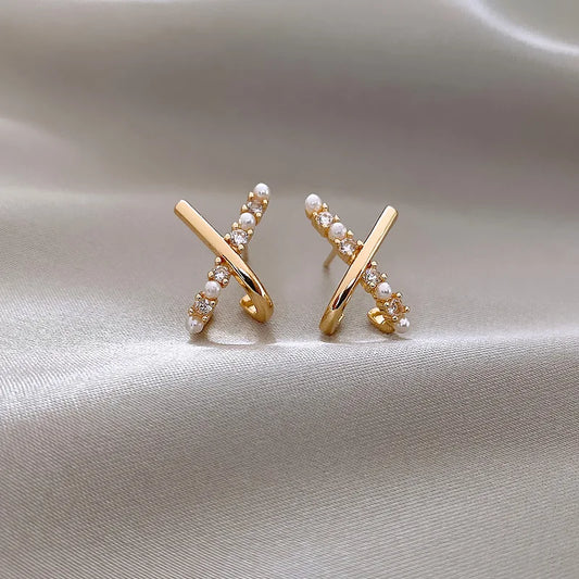 Pendientes "Éclat d'Or" - Oro 18k, Perlas y Zirconitas